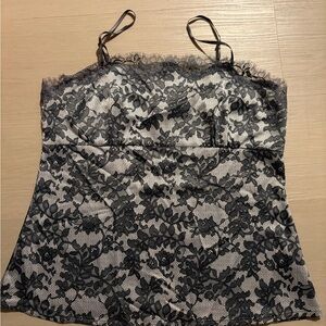 New York & Company Black Floral Lace Camisole